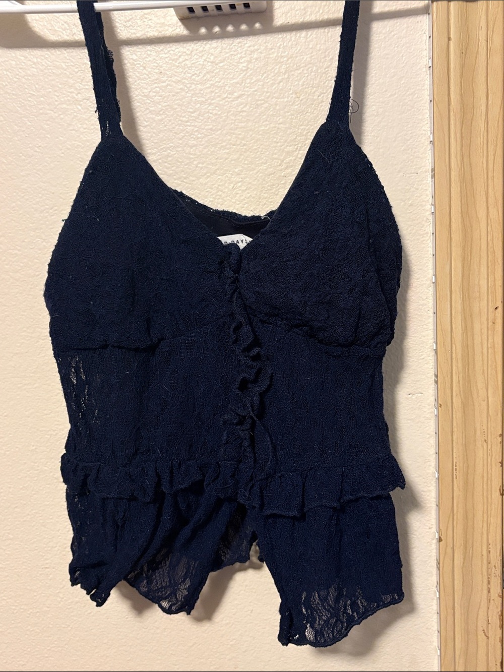 Lace Ruffle Cami Top - Navy -